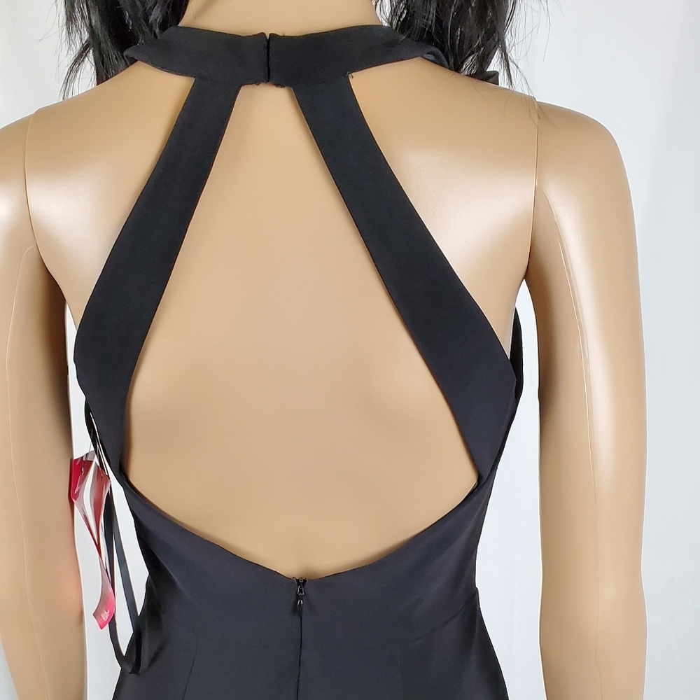 Xscape Bow front keyhole halter neck black dress s - Picture 2 of 8